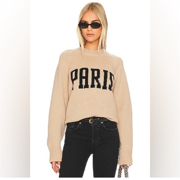 NEW ANINE BING Kendrick University Paris Pullover Sweater Cashmere Sweater - Picture 1 of 5